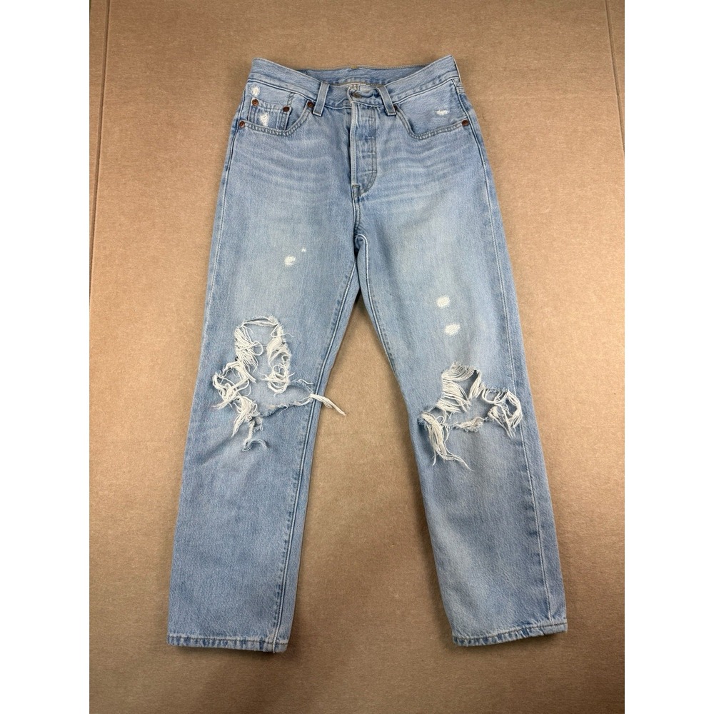 VTG Levi's 501 Jeans Womens Size 25 Blue Mid Rise Big E Straight Leg Regular Fit